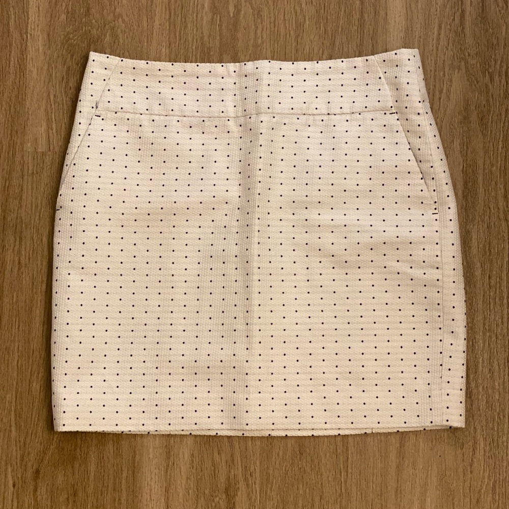 Ann Taylor White Polka Dot Pencil Skirt